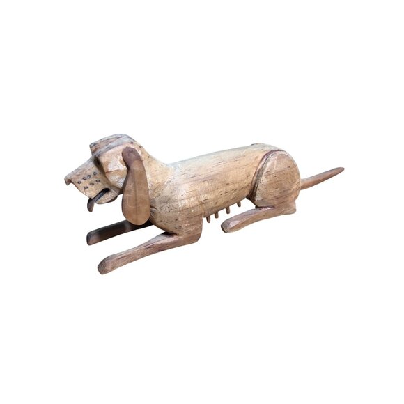 Hand-Carved Wooden Dogs Hound Hunting Schnauzer Figure Primitive Rustic Decor - Picture 7 of 16